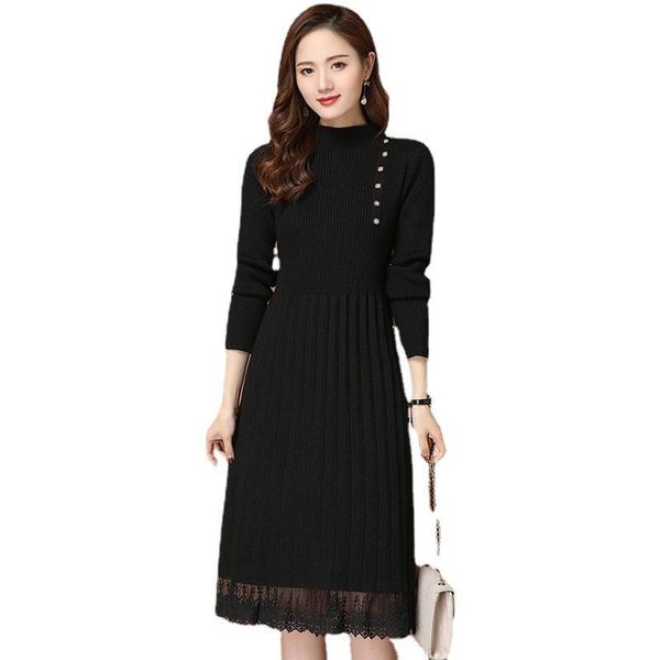 casual dresses winter cool knitted dress women's autumn holiday party half high collar lace knitting bottomed wool solid pullover, Black;gray
casual dresses winter cool knitted dress women's autumn holiday party half high collar lace knitting bottomed wool solid pullover, Black;gray