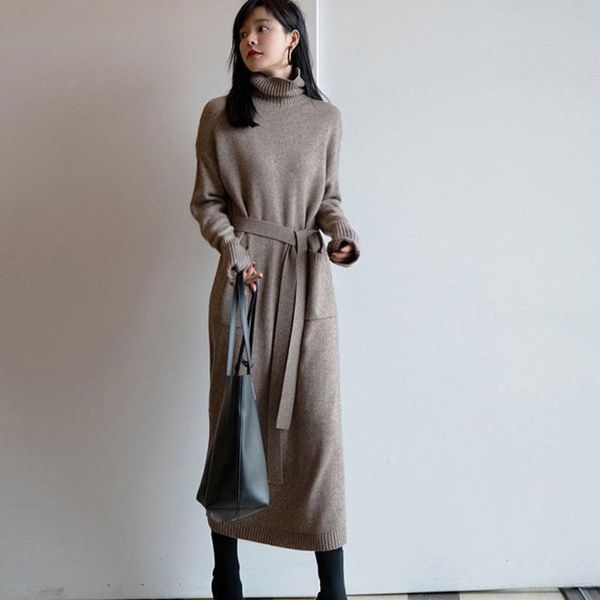 casual dresses 2021 autumn winter high-neck long-sleeved straight knitted pullover dress with detachable belt female u385, Black;gray
casual dresses 2021 autumn winter high-neck long-sleeved straight knitted pullover dress with detachable belt female u385, Black;gray