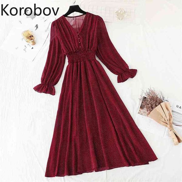 korobov korean chic sweet chiffon women dress vintage v neck button flare sleeve vestidos beach style boho robe femme 210430, Black;gray
korobov korean chic sweet chiffon women dress vintage v neck button flare sleeve vestidos beach style boho robe femme 210430, Black;gray