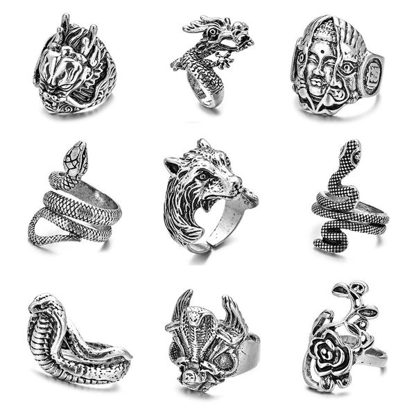 designer rings punk retro dragon skull snake wolf for men hip hop open adjustable animal design finger ring exaggerate male jewelry gifts, Golden;silver
designer rings punk retro dragon skull snake wolf for men hip hop open adjustable animal design finger ring exaggerate male jewelry gifts, Golden;silver