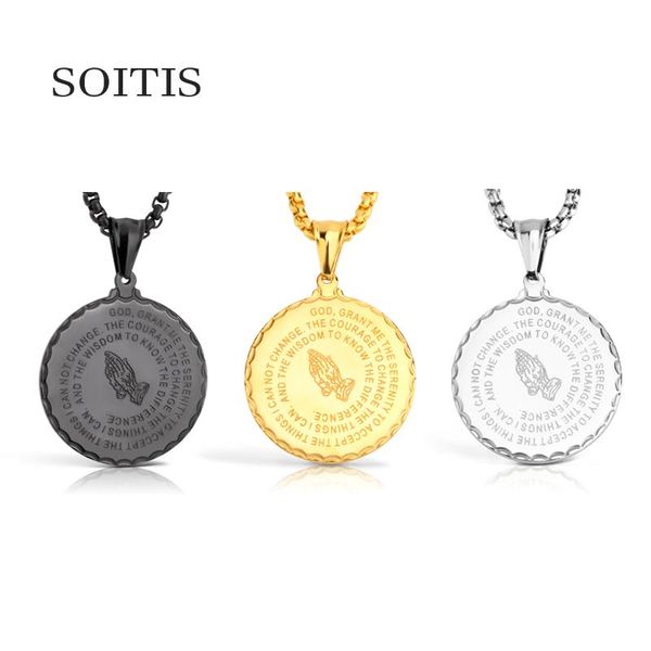 pendant necklaces soitis praying hands necklace bible verse medal men chain jewelry 316l stainless steel brother gift gold color, Silver
pendant necklaces soitis praying hands necklace bible verse medal men chain jewelry 316l stainless steel brother gift gold color, Silver