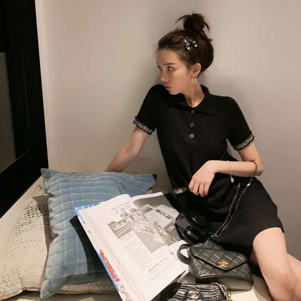 matching color casual dresses knitted polo collar dress in summer, Black;gray
matching color casual dresses knitted polo collar dress in summer, Black;gray