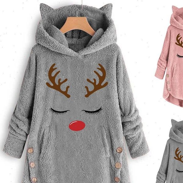 printed cat ears hooded large women sweaters size long sleeve button warm pullover christmas casual fashion, White;black
printed cat ears hooded large women sweaters size long sleeve button warm pullover christmas casual fashion, White;black