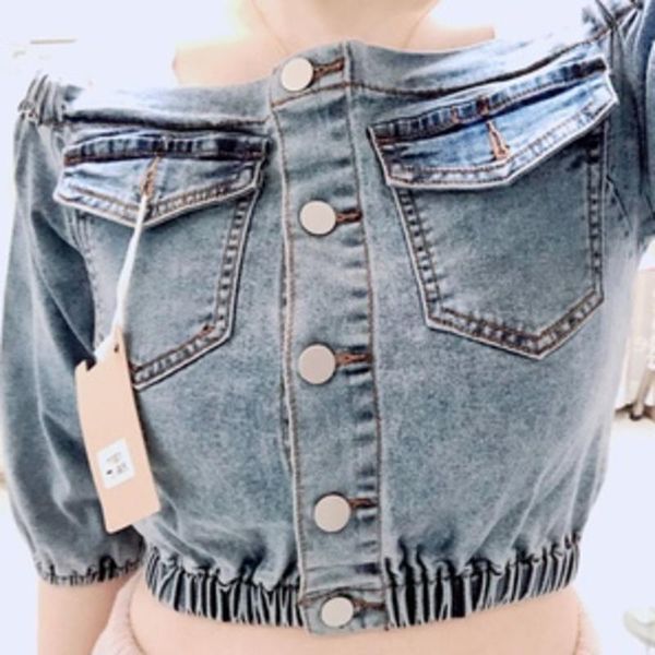 women's jackets mini off shoulder denim jacket women streetwear backless cropped short blue jean bubble sleeves coats 2021 summer, Black;brown
women's jackets mini off shoulder denim jacket women streetwear backless cropped short blue jean bubble sleeves coats 2021 summer, Black;brown
