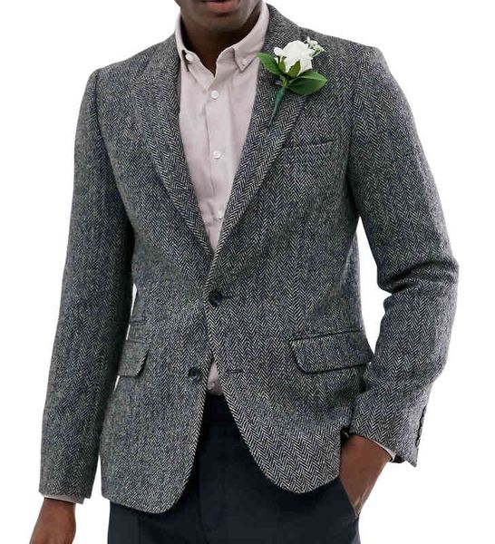 men's suits & blazers tweed herringbone jacket formal lapel notch wool tuxedos slim fit winter coat wedding groomsmen(only ) bwqg, White;black