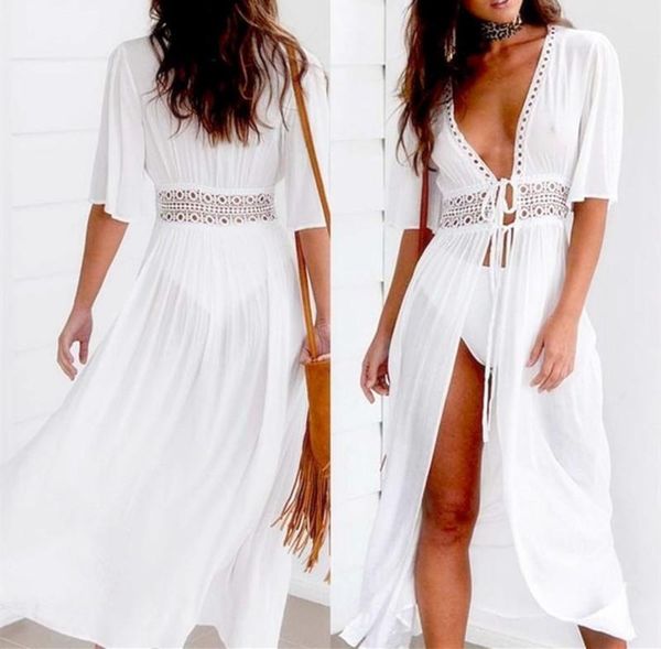bikini cover ups for swimwear women beach long maxi dress swimsuit up tunic pareo v neck robe beachwear plus size women's, White;black
bikini cover ups for swimwear women beach long maxi dress swimsuit up tunic pareo v neck robe beachwear plus size women's, White;black