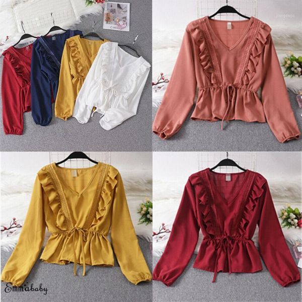women's blouse v-neck lace vintage spring summer solid slim ruffles fashion shirt 5 colors blouses & shirts, White
women's blouse v-neck lace vintage spring summer solid slim ruffles fashion shirt 5 colors blouses & shirts, White
