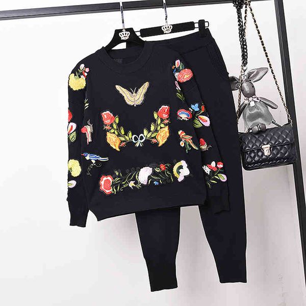 pant korean black knitted tracksuit women outfits butterfly embroidery sweater pencil pants two piece set loose knitting suit female, White
pant korean black knitted tracksuit women outfits butterfly embroidery sweater pencil pants two piece set loose knitting suit female, White