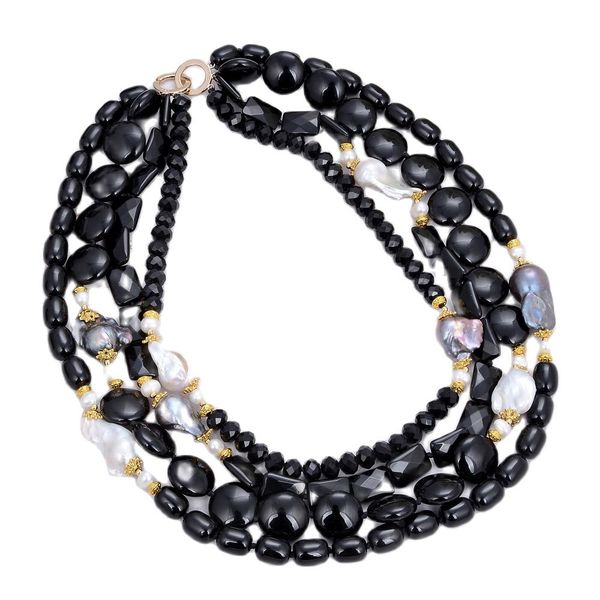 guaiguai jewelry 4 rows natural white keshi black baroque pearl black onyx necklace handmade for women real gems stone lady fashion jeweller, Silver
guaiguai jewelry 4 rows natural white keshi black baroque pearl black onyx necklace handmade for women real gems stone lady fashion jeweller, Silver