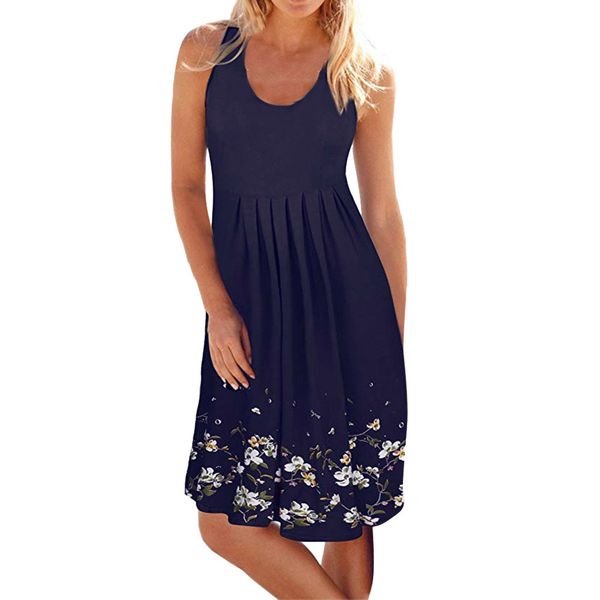 women summer sleeveless fashion women o-neck print loose short casual slim evening party beach dress, Black;gray
women summer sleeveless fashion women o-neck print loose short casual slim evening party beach dress, Black;gray