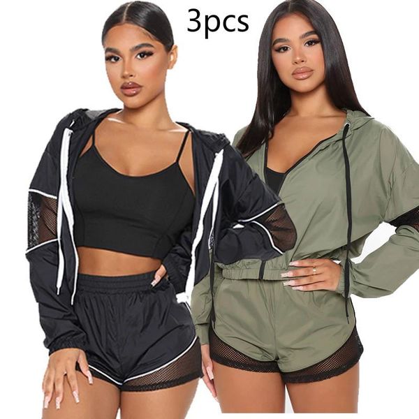 women sports hoodie jacket three piece set patchwork hollow shorts running sportwear suits plus size 3xl 128 gym clothing, White;black
women sports hoodie jacket three piece set patchwork hollow shorts running sportwear suits plus size 3xl 128 gym clothing, White;black