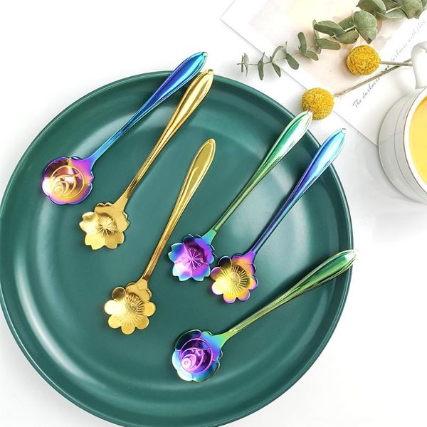 spoons 1pc household stainless steel golden spoon petals cherry blossom rose coffee teaspoon tableware decoration stirring
spoons 1pc household stainless steel golden spoon petals cherry blossom rose coffee teaspoon tableware decoration stirring