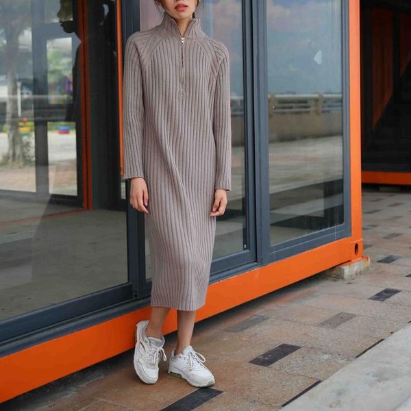 casual dresses yamdi warm autumn 2021 woman jumper thick knitted pollover loose winter sweater dress women solid zipper robe, Black;gray
casual dresses yamdi warm autumn 2021 woman jumper thick knitted pollover loose winter sweater dress women solid zipper robe, Black;gray