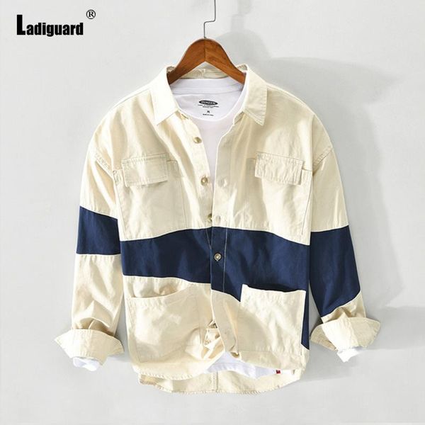 men's casual shirts plus size 3xl men shirt patchwork color blouse with pocket mens clothing 2021 single breasted fashion streetwe, White;black
men's casual shirts plus size 3xl men shirt patchwork color blouse with pocket mens clothing 2021 single breasted fashion streetwe, White;black