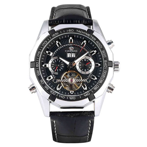 men leather tape watch black automatic-self-winding mechanical watch skeleton, Slivery;brown
men leather tape watch black automatic-self-winding mechanical watch skeleton, Slivery;brown