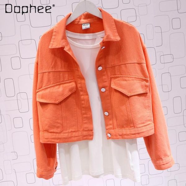 women's jackets 2021 spring and autumn orange denim solid color jacket female student clothes, Black;brown
women's jackets 2021 spring and autumn orange denim solid color jacket female student clothes, Black;brown