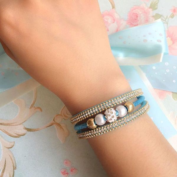 charm bracelets leather magnetic buckle pearl bracelet crystal ball bangle fashion pure color gift for women girls #294124, Golden;silver
charm bracelets leather magnetic buckle pearl bracelet crystal ball bangle fashion pure color gift for women girls #294124, Golden;silver