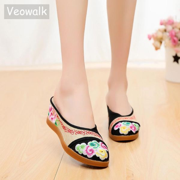 slippers veowalk vintage women linen cotton embroidered close toe wedge heel platforms shoes for ladies woman comfort slides, Black
slippers veowalk vintage women linen cotton embroidered close toe wedge heel platforms shoes for ladies woman comfort slides, Black