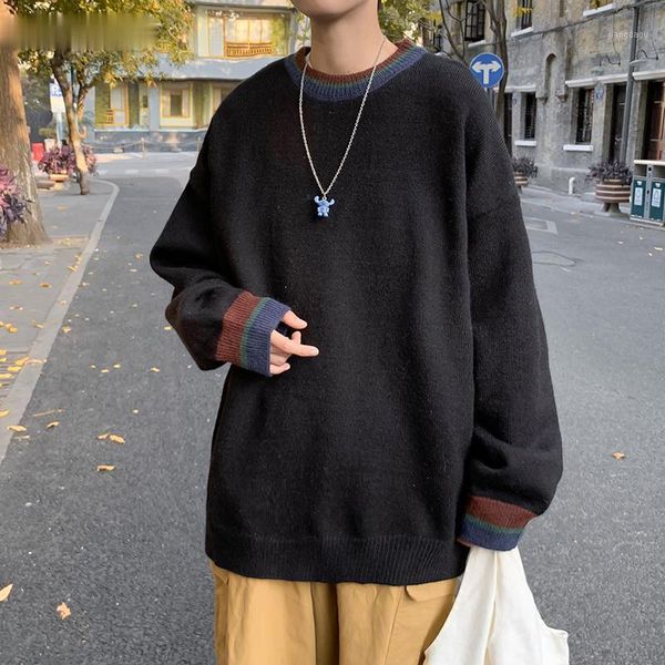 men pullovers knitted sweater patchwork loose casual autumn winter o-neck korean style fashion leisure streetwear, White;black
men pullovers knitted sweater patchwork loose casual autumn winter o-neck korean style fashion leisure streetwear, White;black
