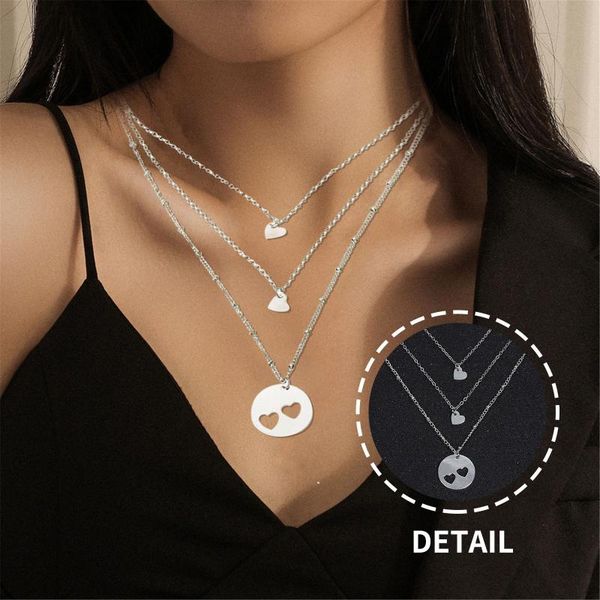 pendant necklaces 2021 s fashion ladies accessories hollow love multilayer sequin necklace female disc clavicle chain, Silver
pendant necklaces 2021 s fashion ladies accessories hollow love multilayer sequin necklace female disc clavicle chain, Silver