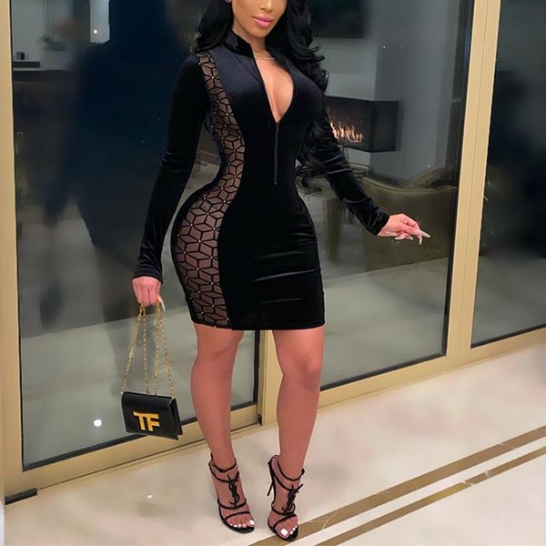 casual dresses party bodycon dress women long sleeve slim velvet mesh patchwork mini club black sheath elegant festival, Black;gray
casual dresses party bodycon dress women long sleeve slim velvet mesh patchwork mini club black sheath elegant festival, Black;gray