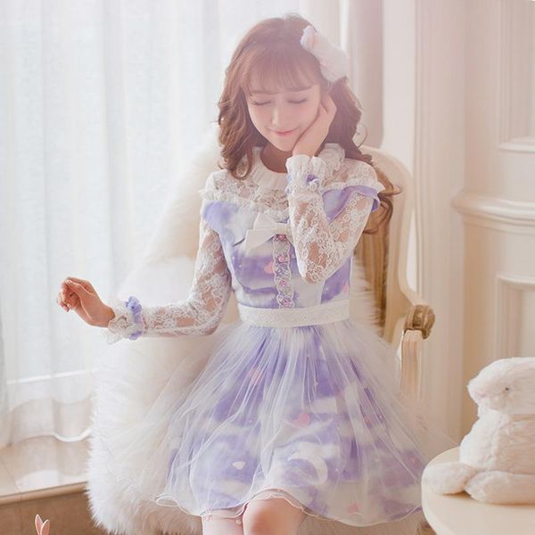 casual dresses princess sweet lolita dress candy rain japanese style autumn hollow out long sleeve chiffon round collar c16cd6136, Black;gray
casual dresses princess sweet lolita dress candy rain japanese style autumn hollow out long sleeve chiffon round collar c16cd6136, Black;gray