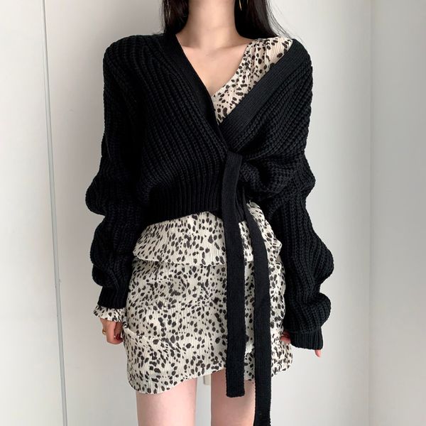 women sweater oversized cardigan 2021 fall long sleeve coarse yam knitted solid plus size clothes v neck casual lace up, White;black
women sweater oversized cardigan 2021 fall long sleeve coarse yam knitted solid plus size clothes v neck casual lace up, White;black