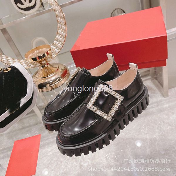 dress shoes spring simple diamond buckle gold round head leather lefu shoes thick bottom heel fashion single small, Black
dress shoes spring simple diamond buckle gold round head leather lefu shoes thick bottom heel fashion single small, Black