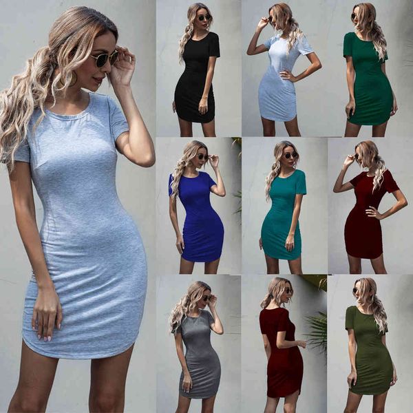 summer casual t-shirt mini short dress women solid color short sleeve slim u-shaped slit dress womens casual o-neck dress 210514, Black;gray
summer casual t-shirt mini short dress women solid color short sleeve slim u-shaped slit dress womens casual o-neck dress 210514, Black;gray