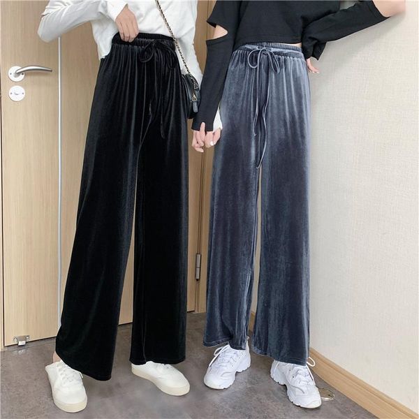 tingyili gray black velvet palazzo pants womens autumn winter high waist wide leg korean casual long trousers women's & capris, Black;white
tingyili gray black velvet palazzo pants womens autumn winter high waist wide leg korean casual long trousers women's & capris, Black;white