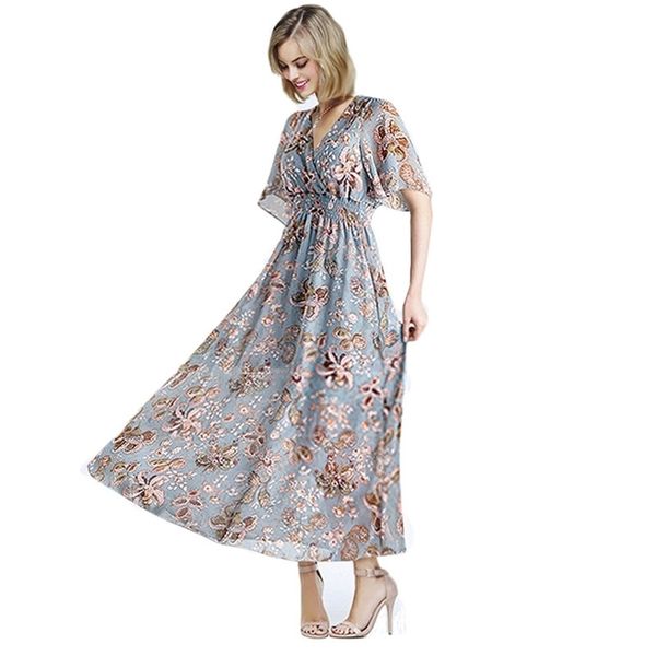 floral print dress women summer short sleeve chiffon robe fashion v-neck clothing plus size vintage long dresses lr1051 210531, Black;gray
floral print dress women summer short sleeve chiffon robe fashion v-neck clothing plus size vintage long dresses lr1051 210531, Black;gray
