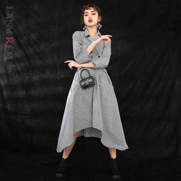women's black white plaied dresses vintage turn down collar shirt style irregular dress button lace waist fa140 210507, Black;gray
women's black white plaied dresses vintage turn down collar shirt style irregular dress button lace waist fa140 210507, Black;gray