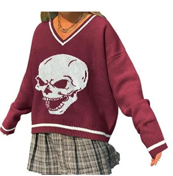women's sweaters hirigin female knitted sweater pullovers women v-neck ribbed skull print fashion 2021 winter fall warm, White;black
women's sweaters hirigin female knitted sweater pullovers women v-neck ribbed skull print fashion 2021 winter fall warm, White;black