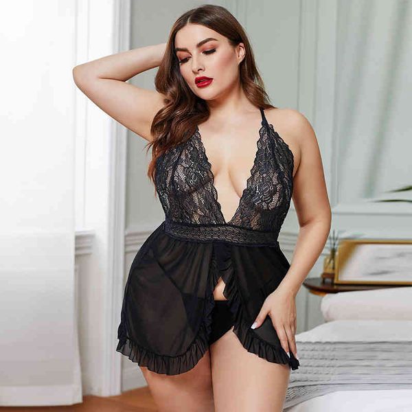 shiying large size fun dress lace ruffle 200 jin women's fun pajama suit, Black;red
shiying large size fun dress lace ruffle 200 jin women's fun pajama suit, Black;red
