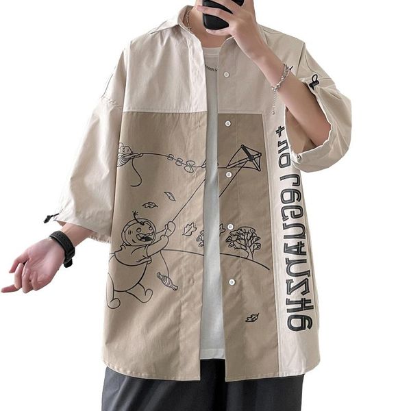 men's casual shirts men short sleeve fashion mandarin collar printed soft and comfort dress, White;black
men's casual shirts men short sleeve fashion mandarin collar printed soft and comfort dress, White;black