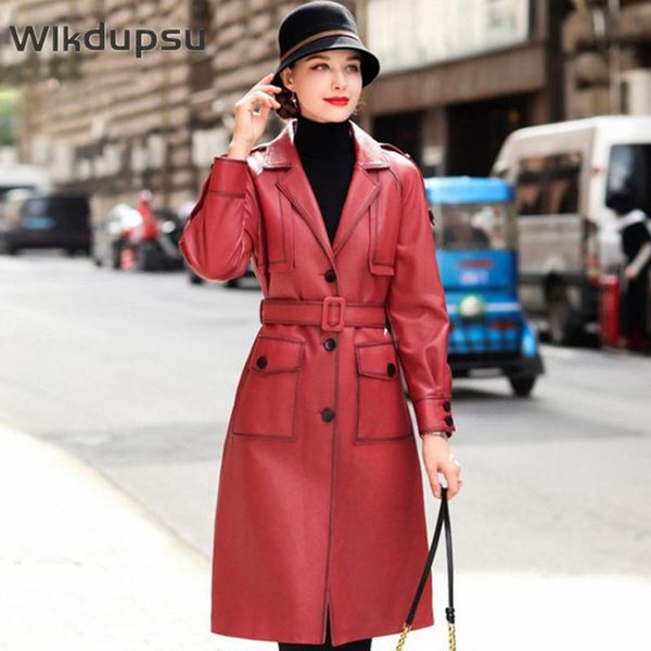 women's leather & faux genuine jacket women simple vintage real sheepskin coat design clothes trench belted elegant overcoat, Black
women's leather & faux genuine jacket women simple vintage real sheepskin coat design clothes trench belted elegant overcoat, Black