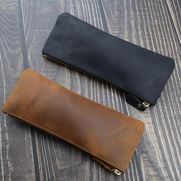 pencil bags handmade cowhide pen bag durable genuine leather case writing materials stationery protective cover office school tools
pencil bags handmade cowhide pen bag durable genuine leather case writing materials stationery protective cover office school tools