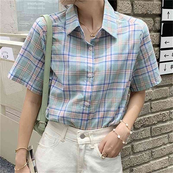 women's blouses & shirts gentle loose plaid vintage elegant basic retro lapel summer short sleeves new ol femme work wear, White
women's blouses & shirts gentle loose plaid vintage elegant basic retro lapel summer short sleeves new ol femme work wear, White
