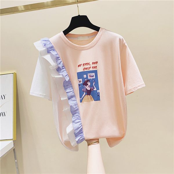 t shirt women's striped printed letters ruffled short sleeve t-shirt female summer loose girls students t shirts tees, White
t shirt women's striped printed letters ruffled short sleeve t-shirt female summer loose girls students t shirts tees, White