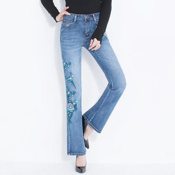 women's jeans fall spring womens bleached stretch flare trousers with embroidery , female women summer slim embroidered denim pants, Blue
women's jeans fall spring womens bleached stretch flare trousers with embroidery , female women summer slim embroidered denim pants, Blue