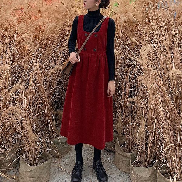 vintage corduroy dress women autumn winter sleeveless sundress female plus size spaghetti strap long vestidos casual dresses, Black;gray
vintage corduroy dress women autumn winter sleeveless sundress female plus size spaghetti strap long vestidos casual dresses, Black;gray