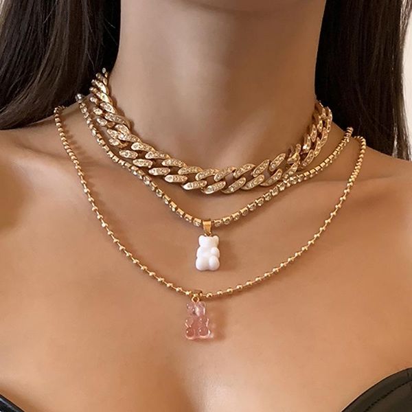 pendant necklaces hip hop style cuban chain multi-storey for women bear hick chains goth women's jewelry necklace 2021 aesthetic, Silver
pendant necklaces hip hop style cuban chain multi-storey for women bear hick chains goth women's jewelry necklace 2021 aesthetic, Silver