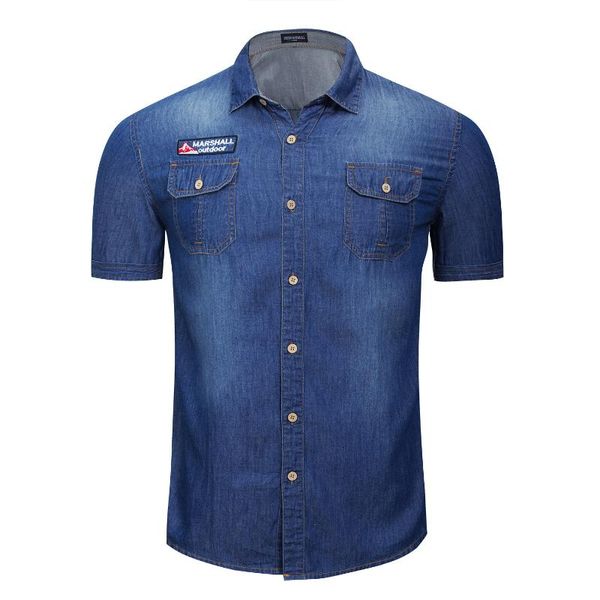 men's casual shirts fashion men short sleeves work denim shirt cotton mbroidery pocket single brasted summer jeans business s227, White;black
men's casual shirts fashion men short sleeves work denim shirt cotton mbroidery pocket single brasted summer jeans business s227, White;black