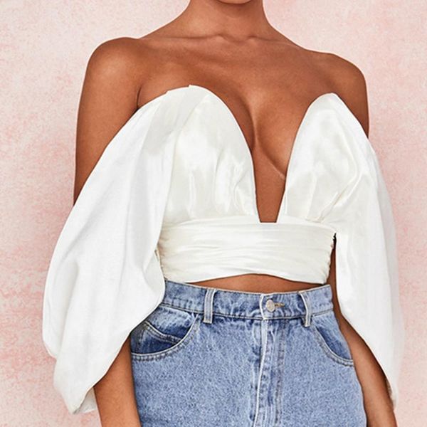women blouse high street fashion solid color strapless plunge v shirt lady summer back bow bandage crop white black women's blouses
women blouse high street fashion solid color strapless plunge v shirt lady summer back bow bandage crop white black women's blouses