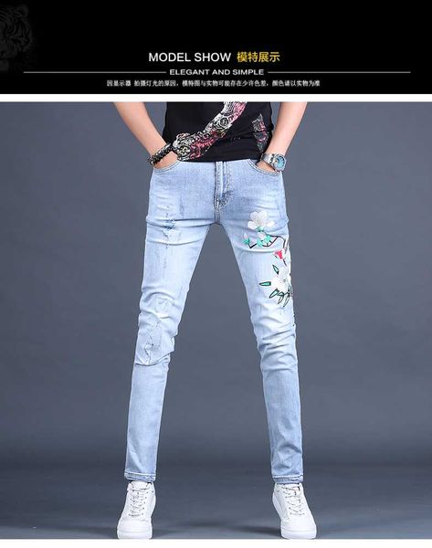 men's jeans ws03142 fashion 2021 runway luxury european design party style clothing, Blue
men's jeans ws03142 fashion 2021 runway luxury european design party style clothing, Blue