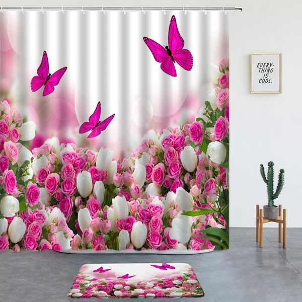 shower curtains pink rose flower butterfly set bath mats floral scenery bathroom decor screen entrance door mat non-slip rugs
shower curtains pink rose flower butterfly set bath mats floral scenery bathroom decor screen entrance door mat non-slip rugs