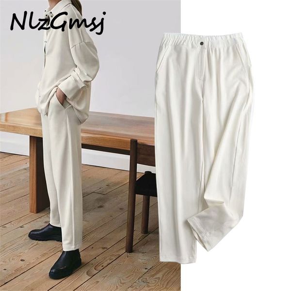 pant women white long pants trousers vintage style strethy waist lady pantalon 210628, Black;white
pant women white long pants trousers vintage style strethy waist lady pantalon 210628, Black;white