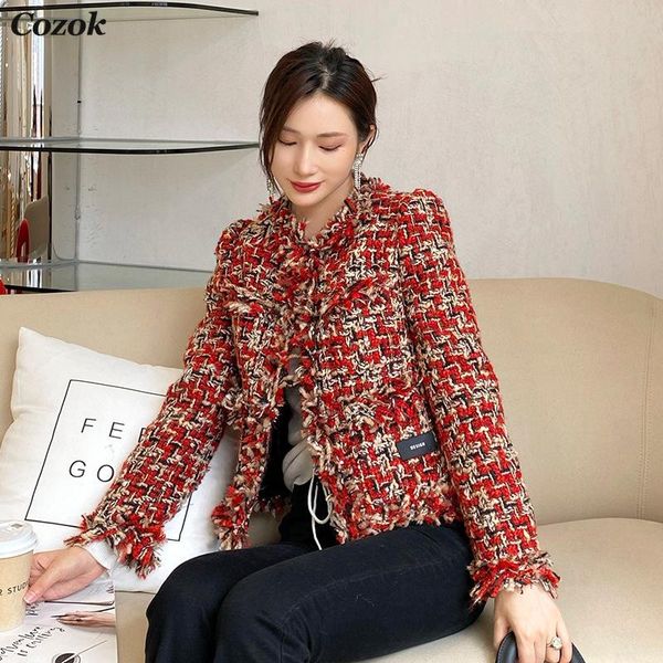 women's wool & blends korean fashion tassel tweed jackets for women 2021 autumn winter elegant o-neck short coat brand designers abrigo, Black
women's wool & blends korean fashion tassel tweed jackets for women 2021 autumn winter elegant o-neck short coat brand designers abrigo, Black