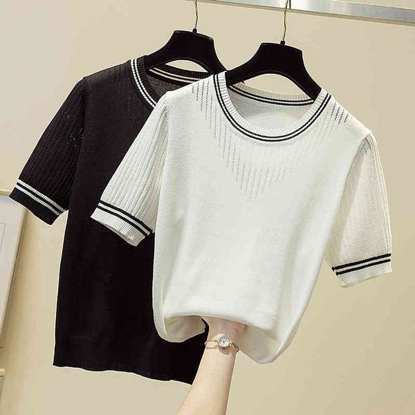 women's t-shirt black knitted t shirt women hollow out summer short sleeve o-neck female loose thin tshirt white woman cloth t09o
women's t-shirt black knitted t shirt women hollow out summer short sleeve o-neck female loose thin tshirt white woman cloth t09o