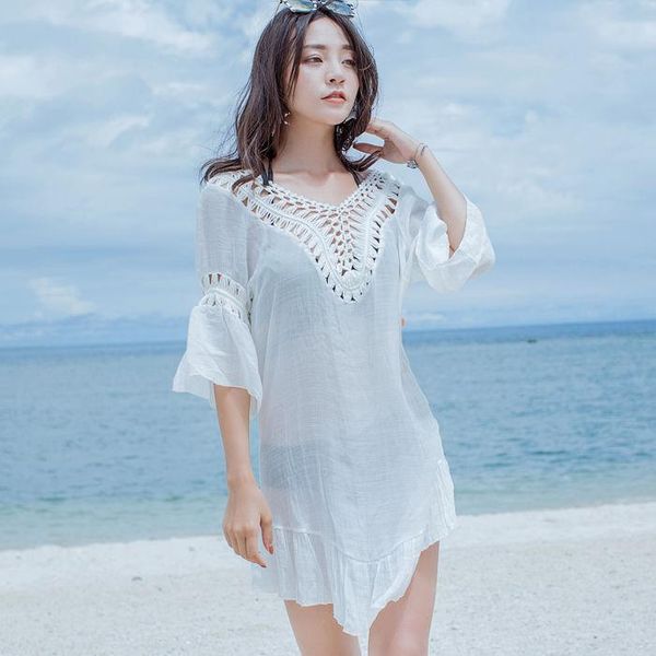 summer 2021 bikini blouse chiffon lace seaside holiday hollow out sunscreen swimsuit women can enter the water women's swimwear, White;black
summer 2021 bikini blouse chiffon lace seaside holiday hollow out sunscreen swimsuit women can enter the water women's swimwear, White;black